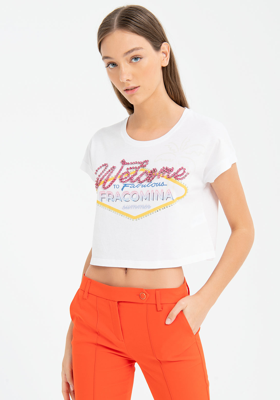 T-shirt cropped fit with print