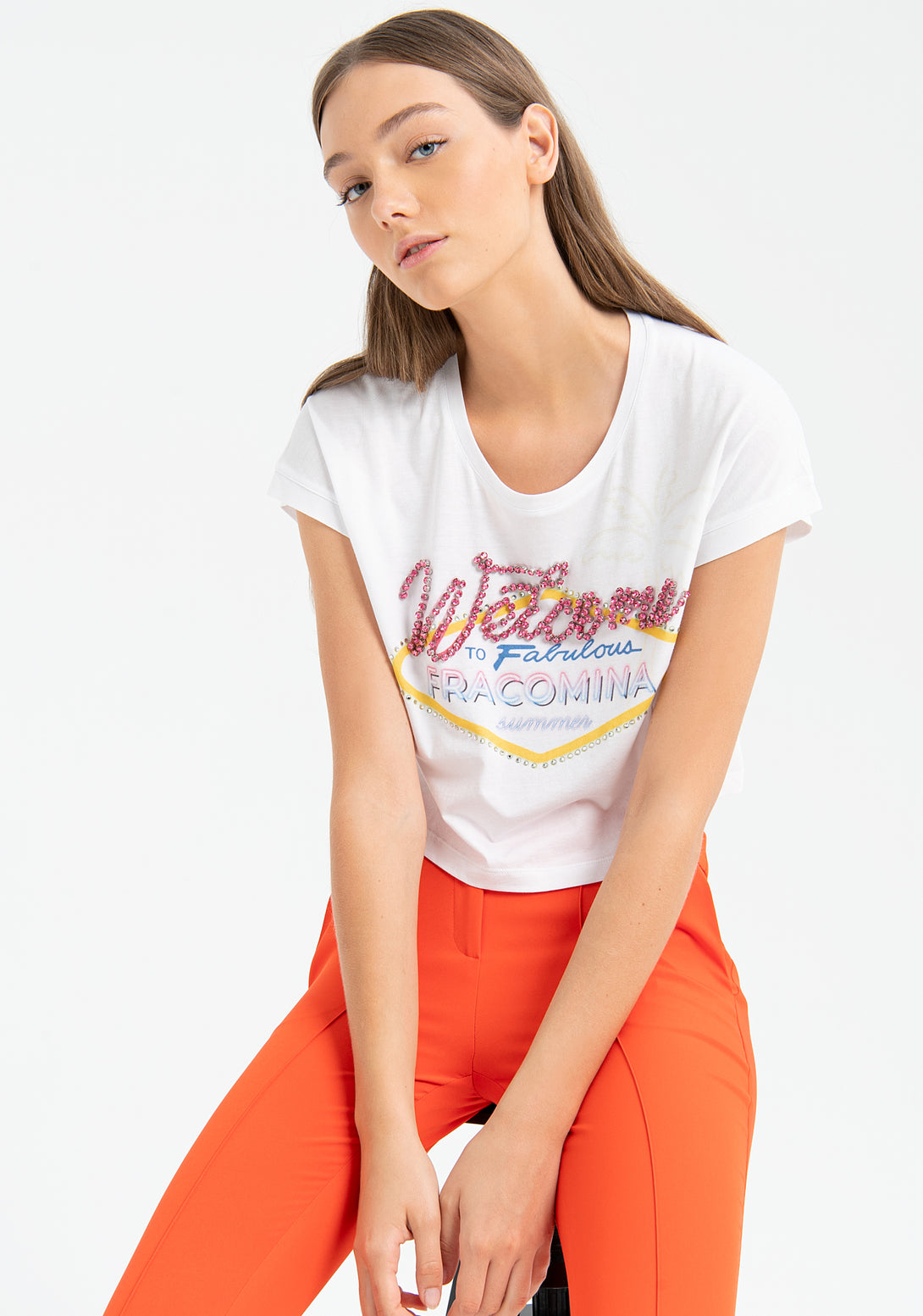 T-shirt cropped fit with print