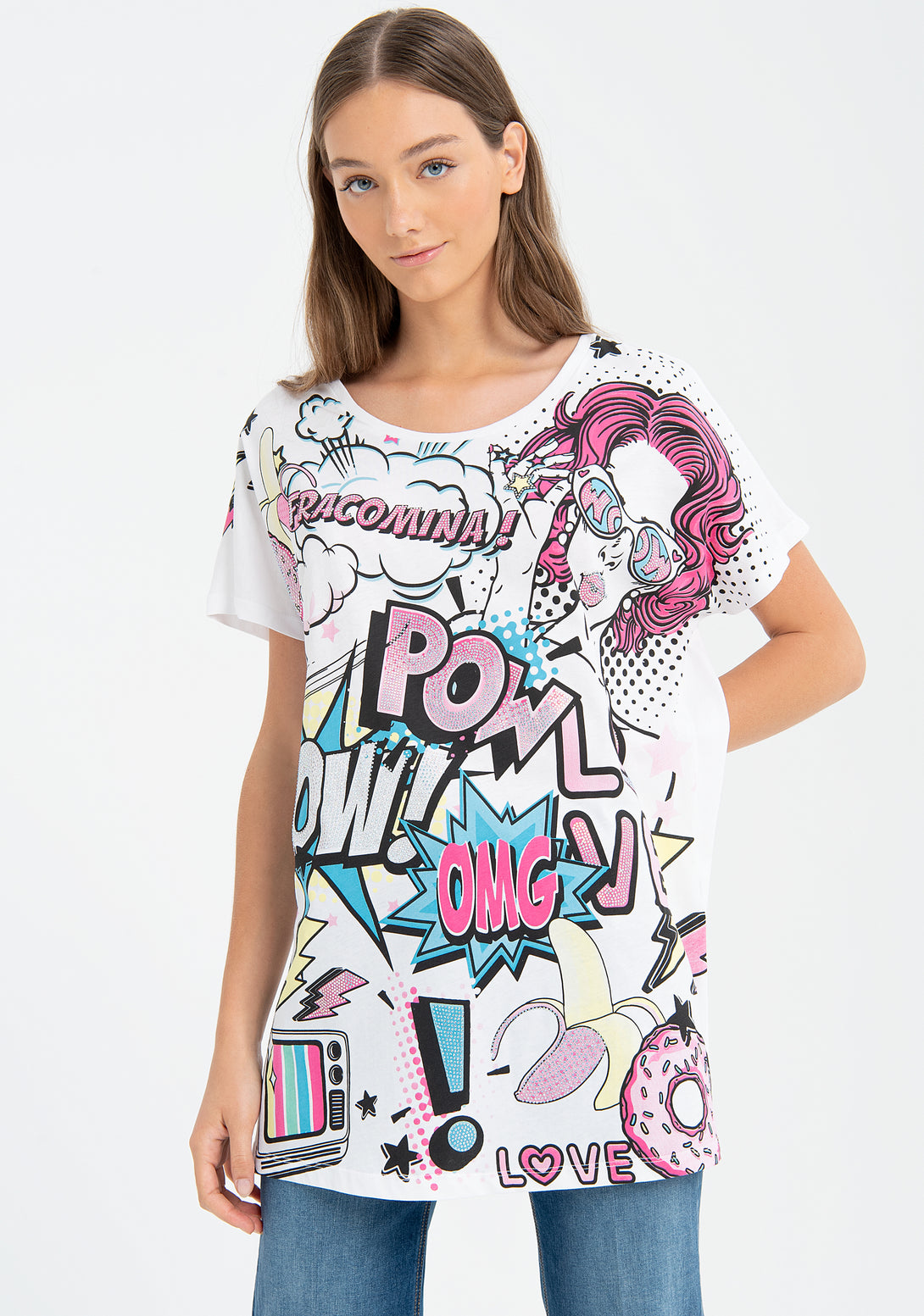 T-shirt wide fit with pop style print