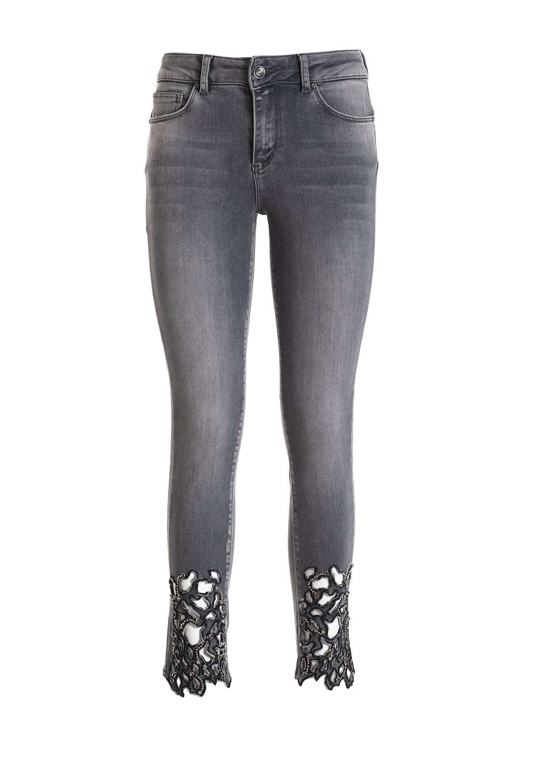 Jeans cropped skinny fit made in black denim with middle faded wash