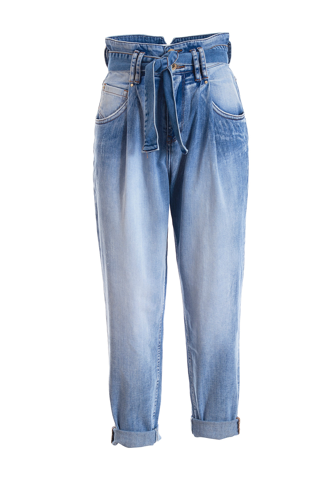 Jeans carrot fit made in stretch denim with light bleached wash