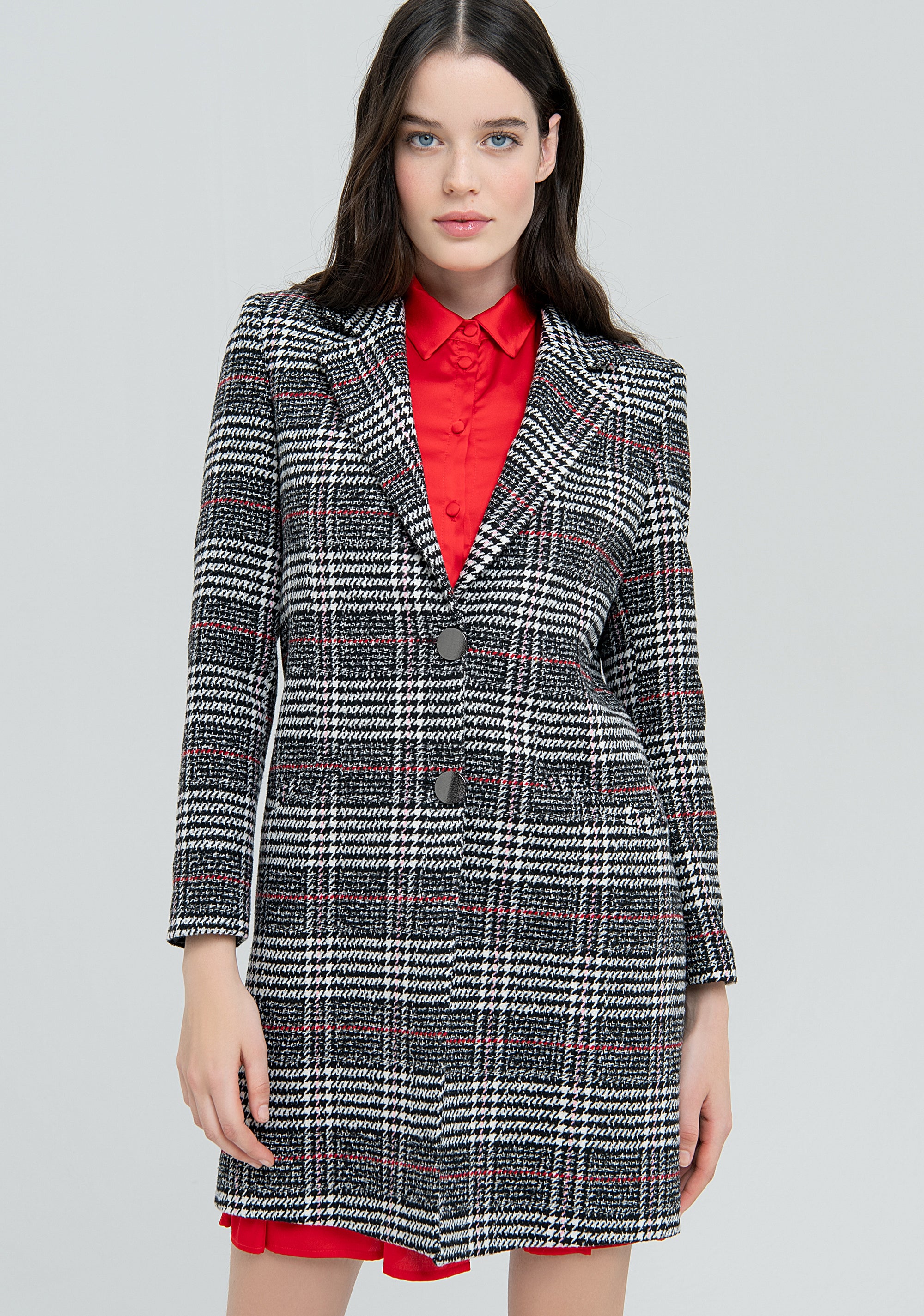 Coat regular fit made in tartan Fracomina FS22WC1004W58501-L68-2