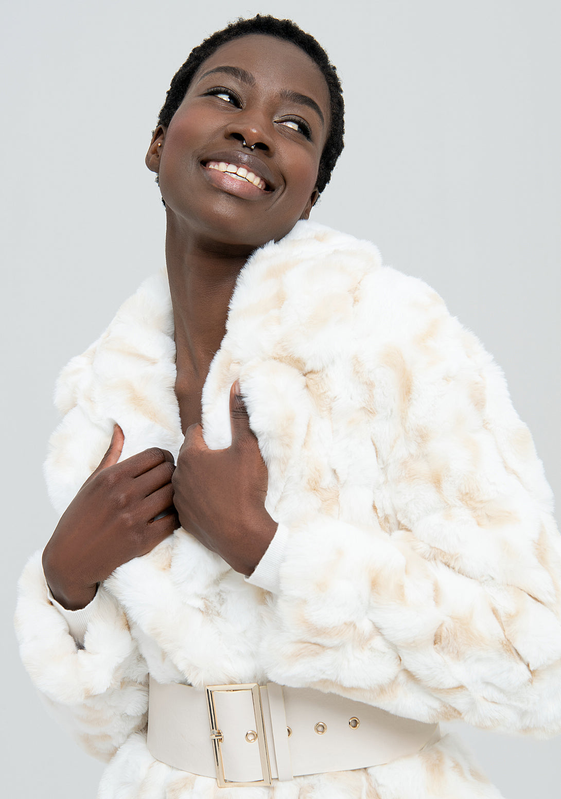 Jacket regular fit made in eco fur Fracomina FS22WC4001W54801-108-3