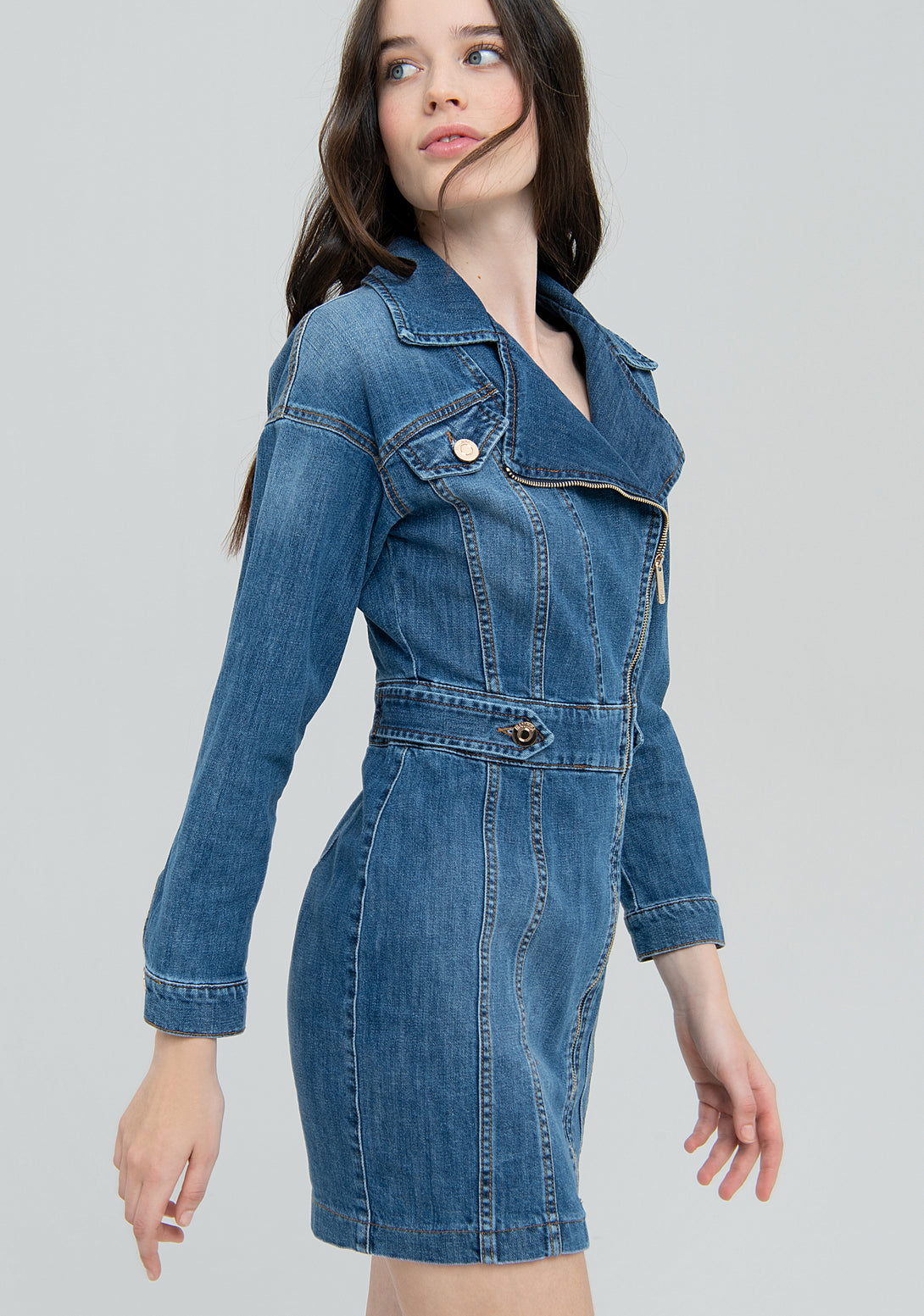 Mini dress slim fit made in denim with strong wash Fracomina FS22WD4001D40193-365-3
