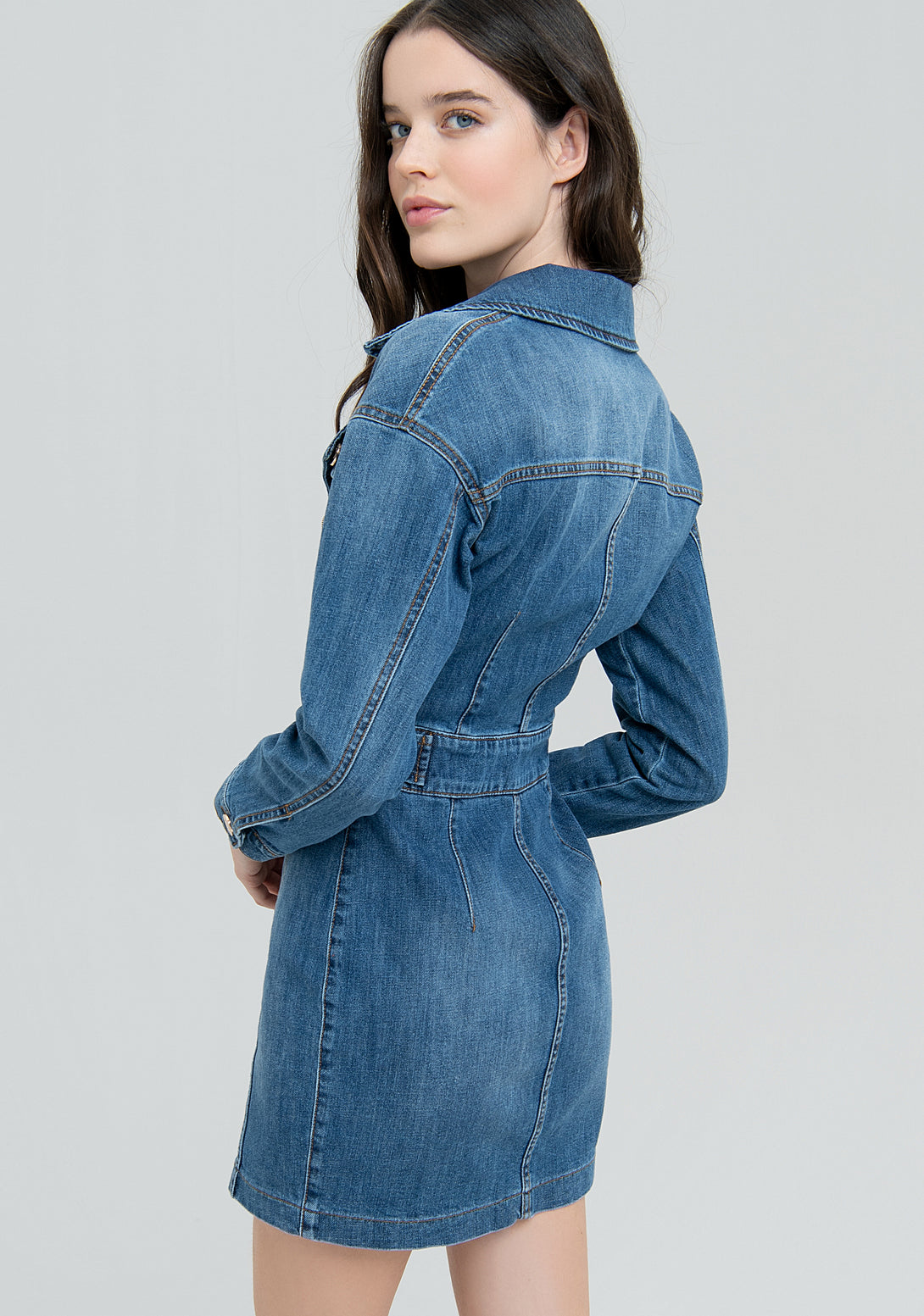 Mini dress slim fit made in denim with strong wash Fracomina FS22WD4001D40193-365-4