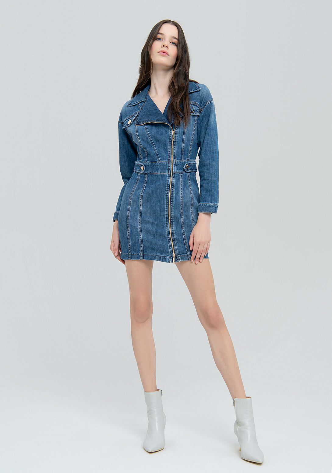 Mini dress slim fit made in denim with strong wash Fracomina FS22WD4001D40193-365
