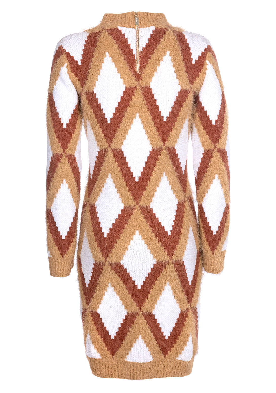 Knitted mini dress regular fit with diamond pattern