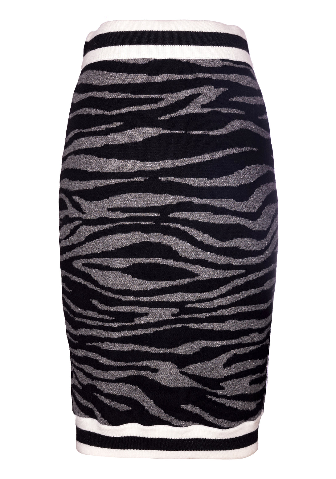Knitted mini sheath skirt slim fit middle length with animalier jacquard