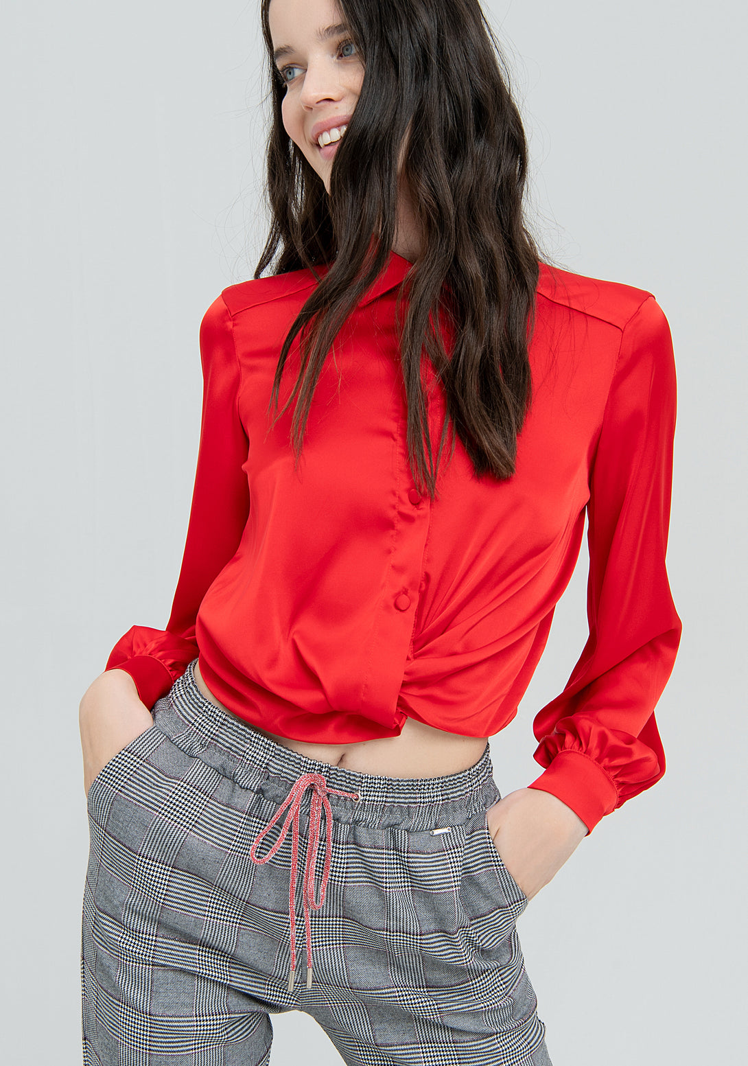 Shirt cropped made in satin Fracomina FS22WT6003W47001-234-2