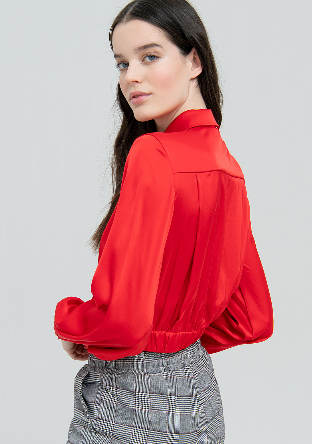 Shirt cropped made in satin Fracomina FS22WT6003W47001-234-5