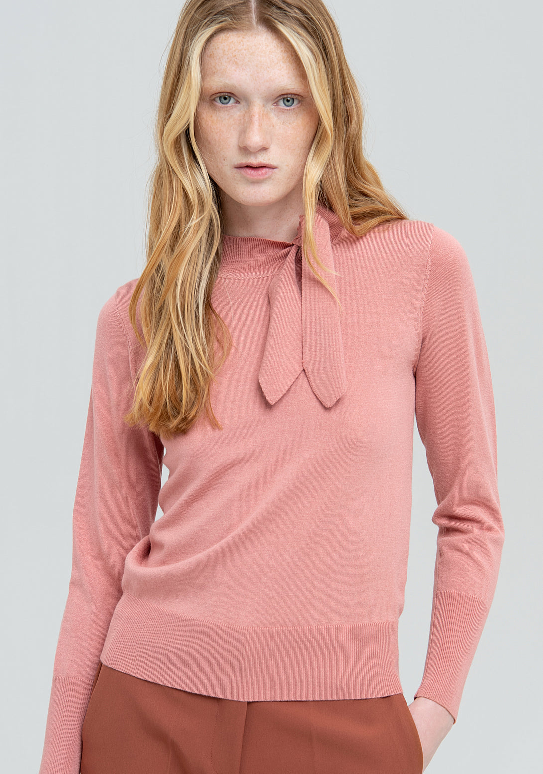 Knitwear regular fit with bow at the round neck Fracomina FS22WT7009K42101-L57