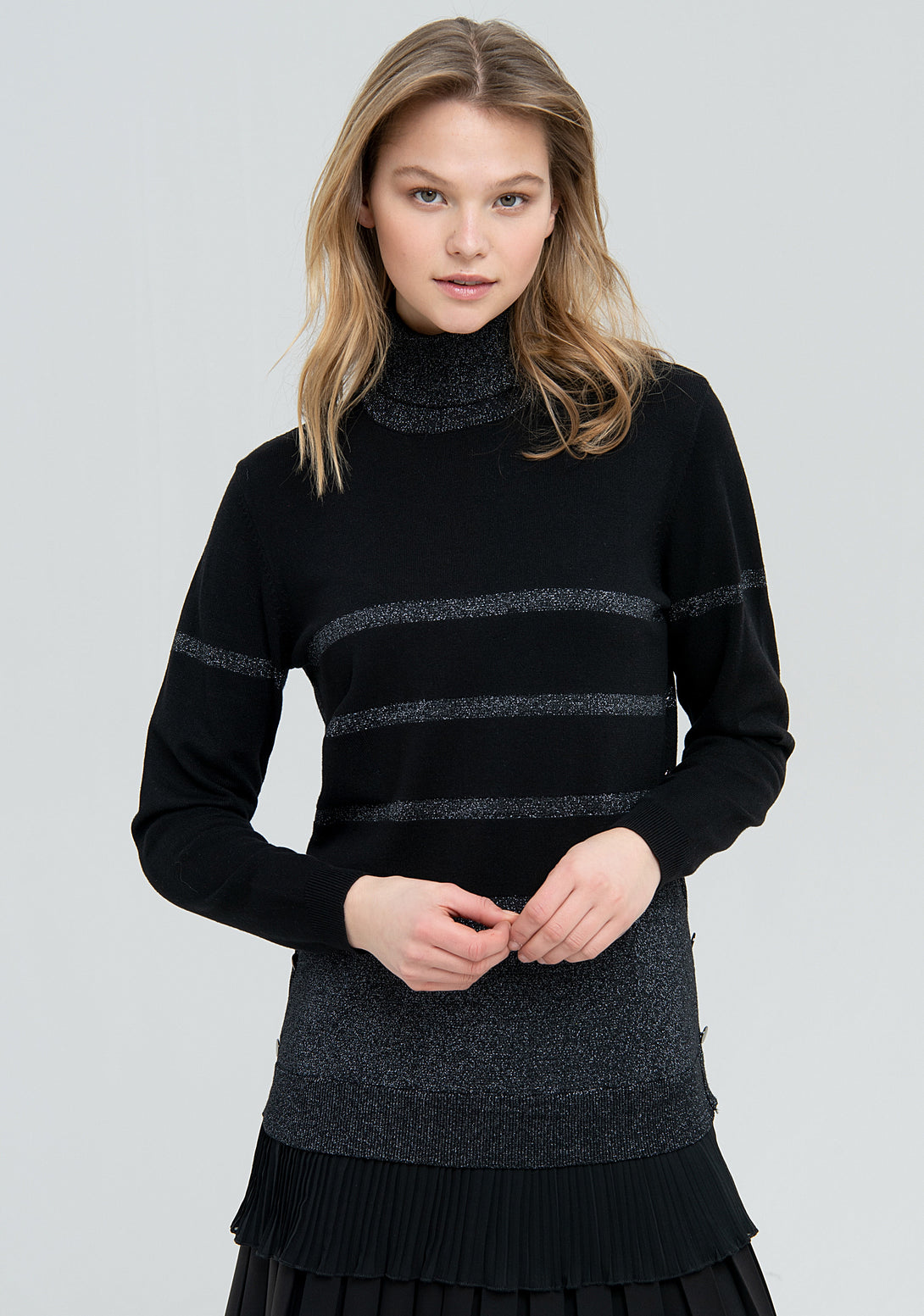 Long knitwear regular fit with lurex and stripes Fracomina FS22WT7017K414Q7-580-3