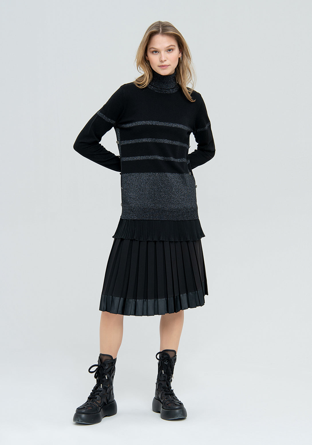 Long knitwear regular fit with lurex and stripes Fracomina FS22WT7017K414Q7-580