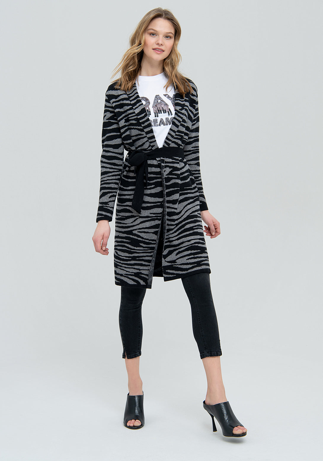 Cardigan regular fit, long, with animalier jacquard Fracomina FS22WT8007K499F8-580