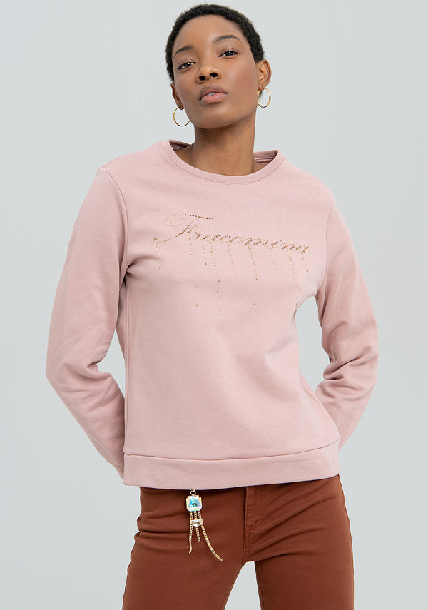 Sweater regular fit with logo with strasses on the front Fracomina FS22WT9005F408N5-L57