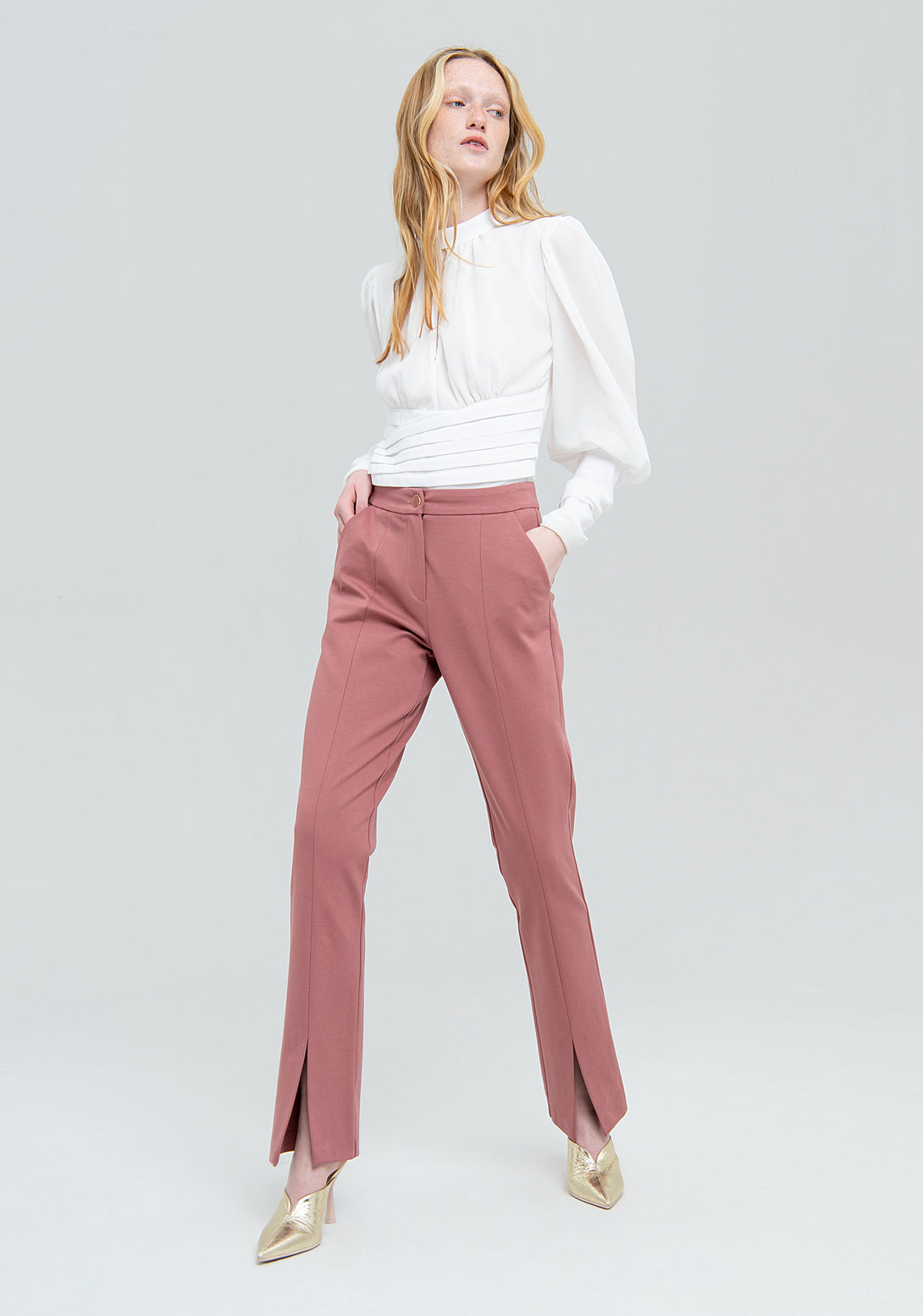 Palazzo pant wide fit made in Milano stitch fabric Fracomina FS22WV3007W49701-L57