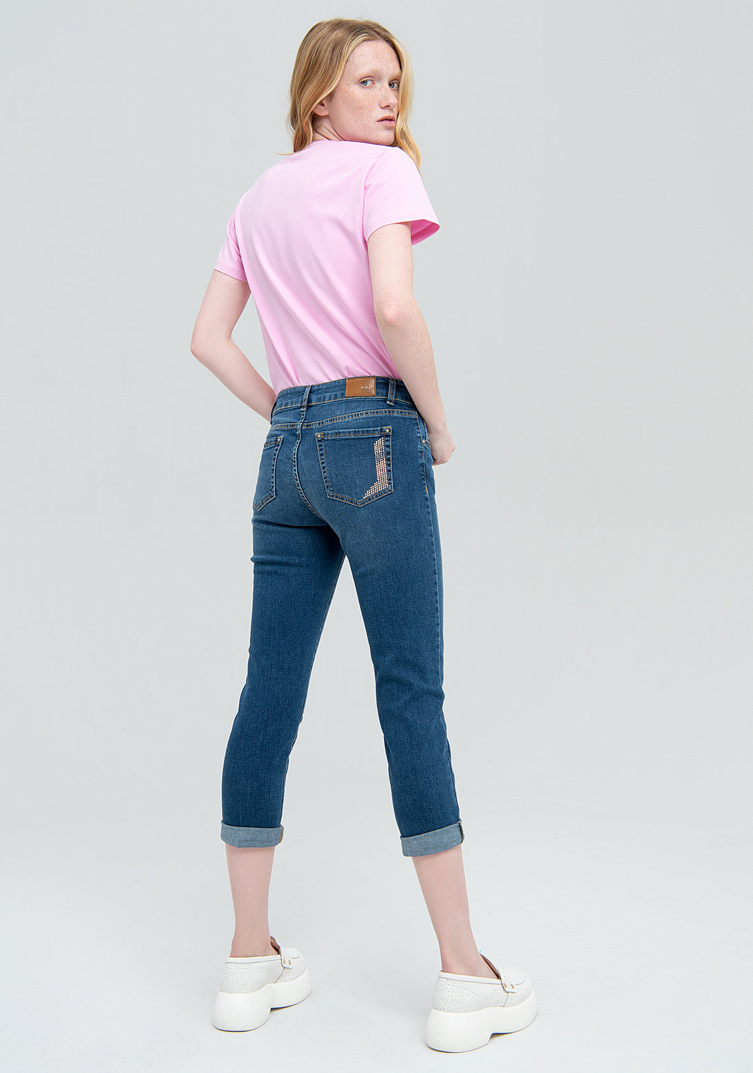 Jeans boyfriend fit made in denim with middle wash Fracomina FS22WV5001D40193-378-4