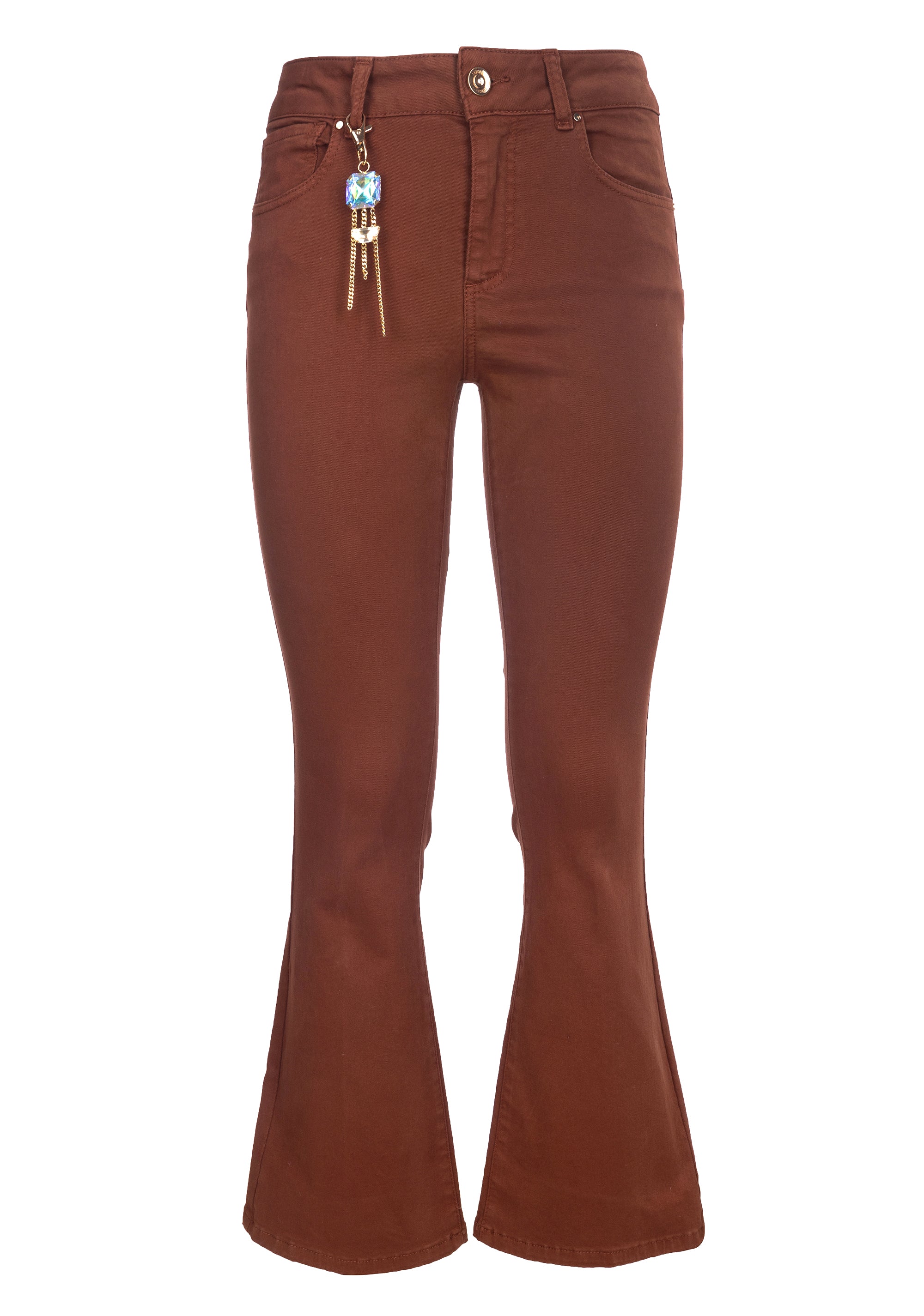 Bootcut pant cropped with paired jewel key ring Fracomina FS22WV8001W40101