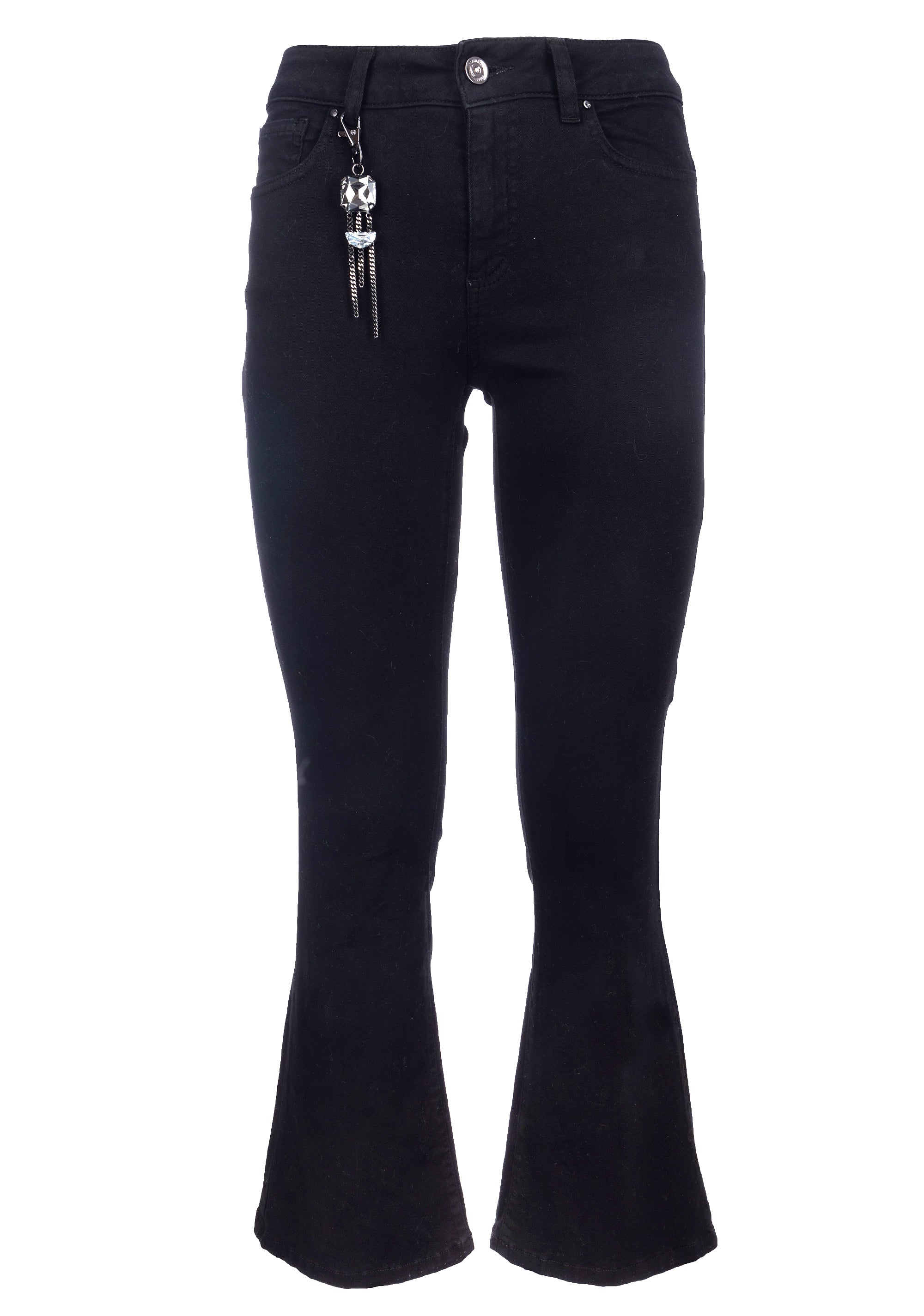 Bootcut pant cropped with paired jewel key ring Fracomina FS22WV8001W40101_3