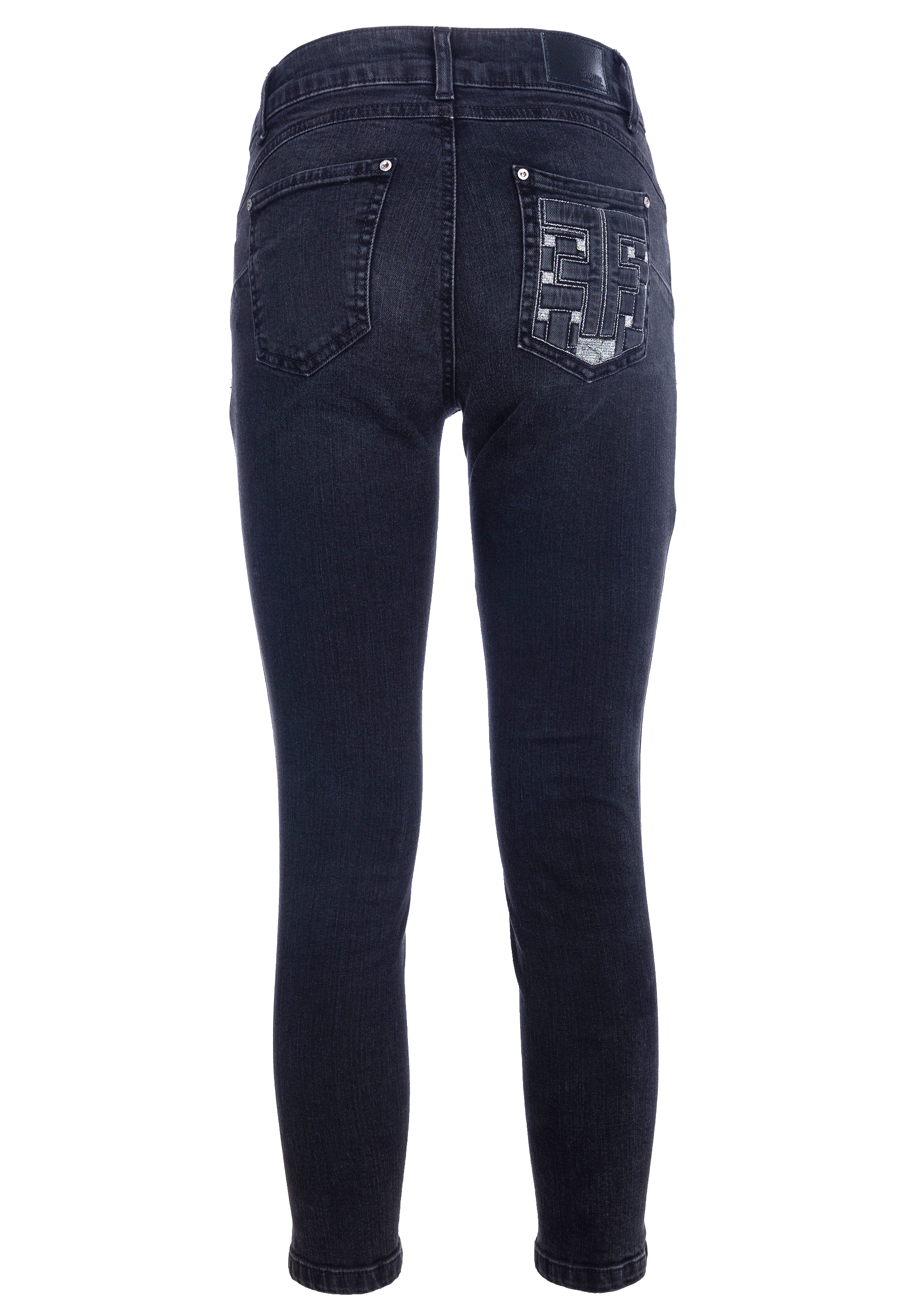 Jeans skinny fit cropped made in black denim with dark wash Fracomina FS22WV9002D40193_2