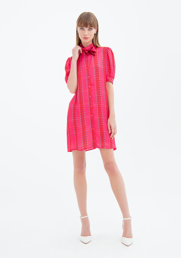 Mini chemisier dress A-shape with multicolor pattern Fracomina FS23SD1033W413N4-Q82-1