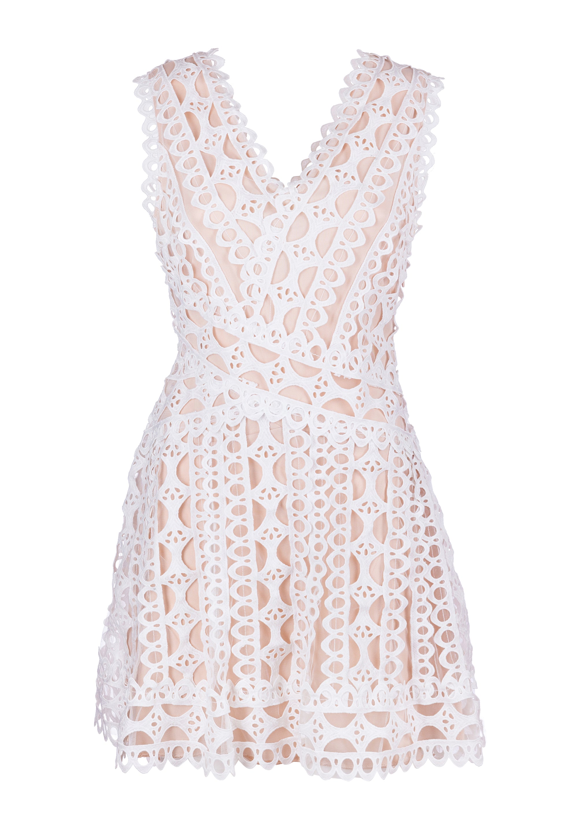 Mini sleeveless dress slim fit made in lace Fracomina FS23SD1037W441G1-278-1_3664d74b-1810-4f74-b064-6df7736664e7