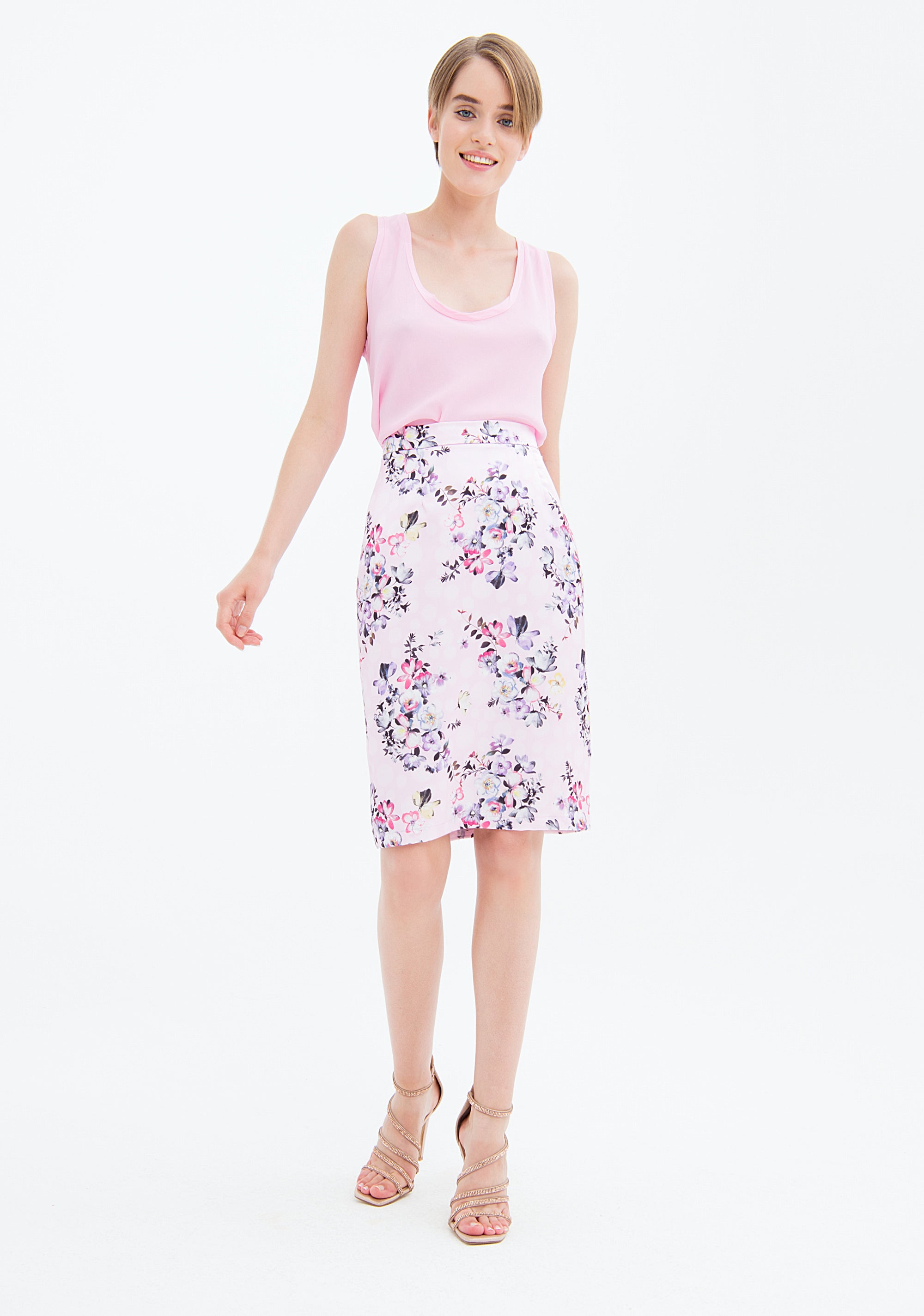 Sheath dress regular fit, middle length, with flowery pattern Fracomina FS23SG1012W470N4-Q79-1