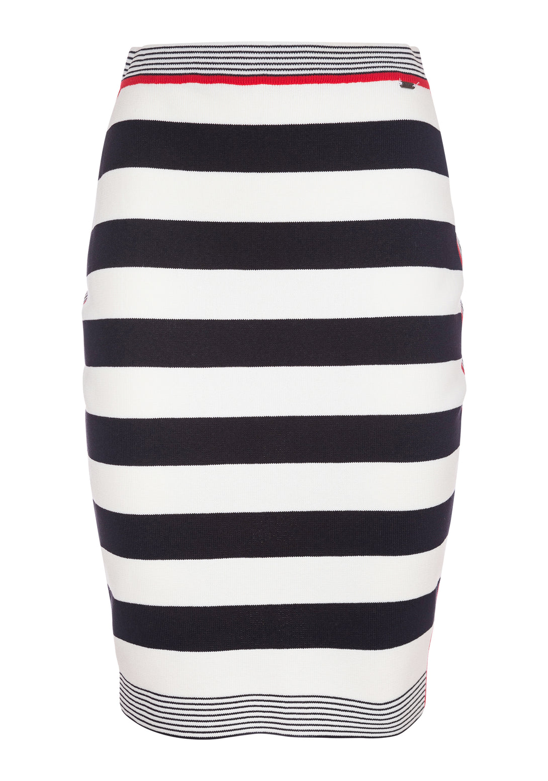 Knitted skirt slim fit, middle length, with stripes