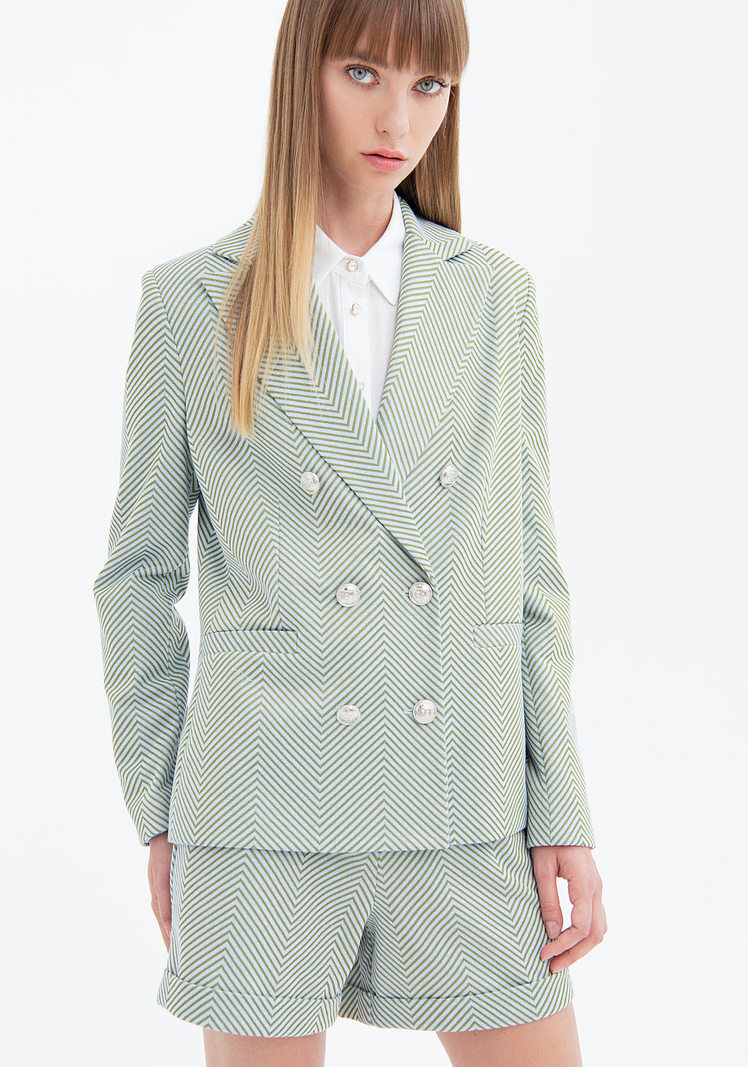 Blazer jacket regular fit, double breasted, with geometric pattern Fracomina FS23SJ2003W62901-Q81-1