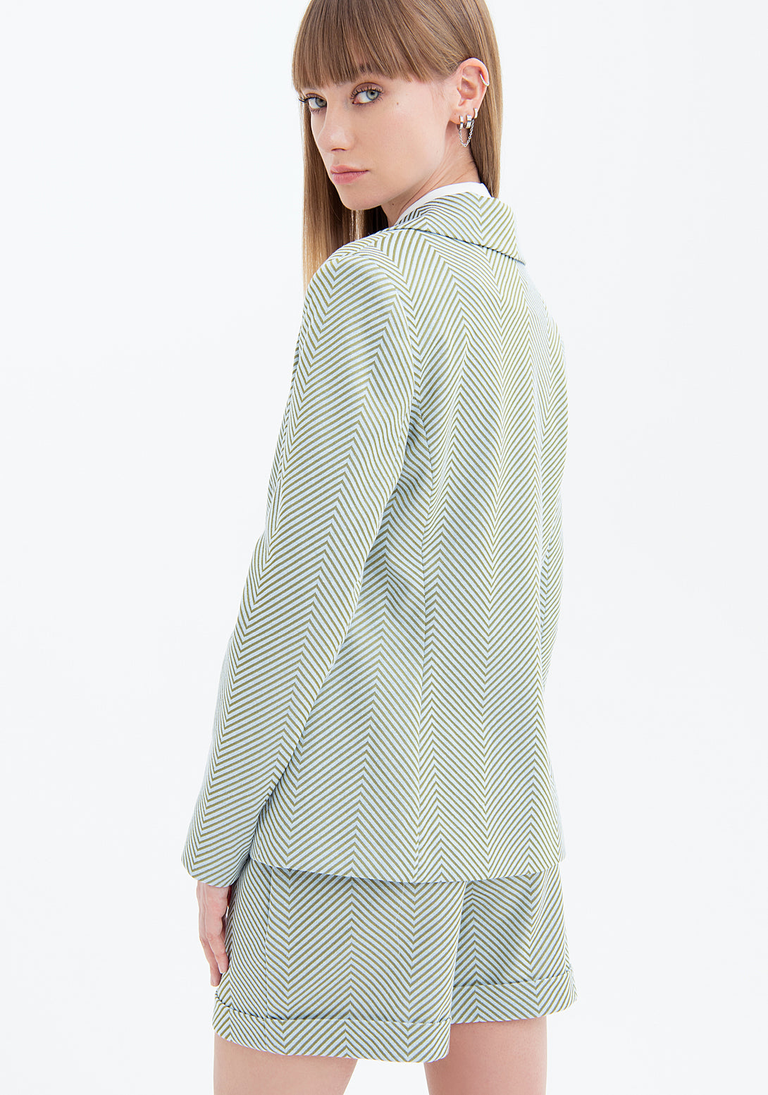 Blazer jacket regular fit, double breasted, with geometric pattern Fracomina FS23SJ2003W62901-Q81-3