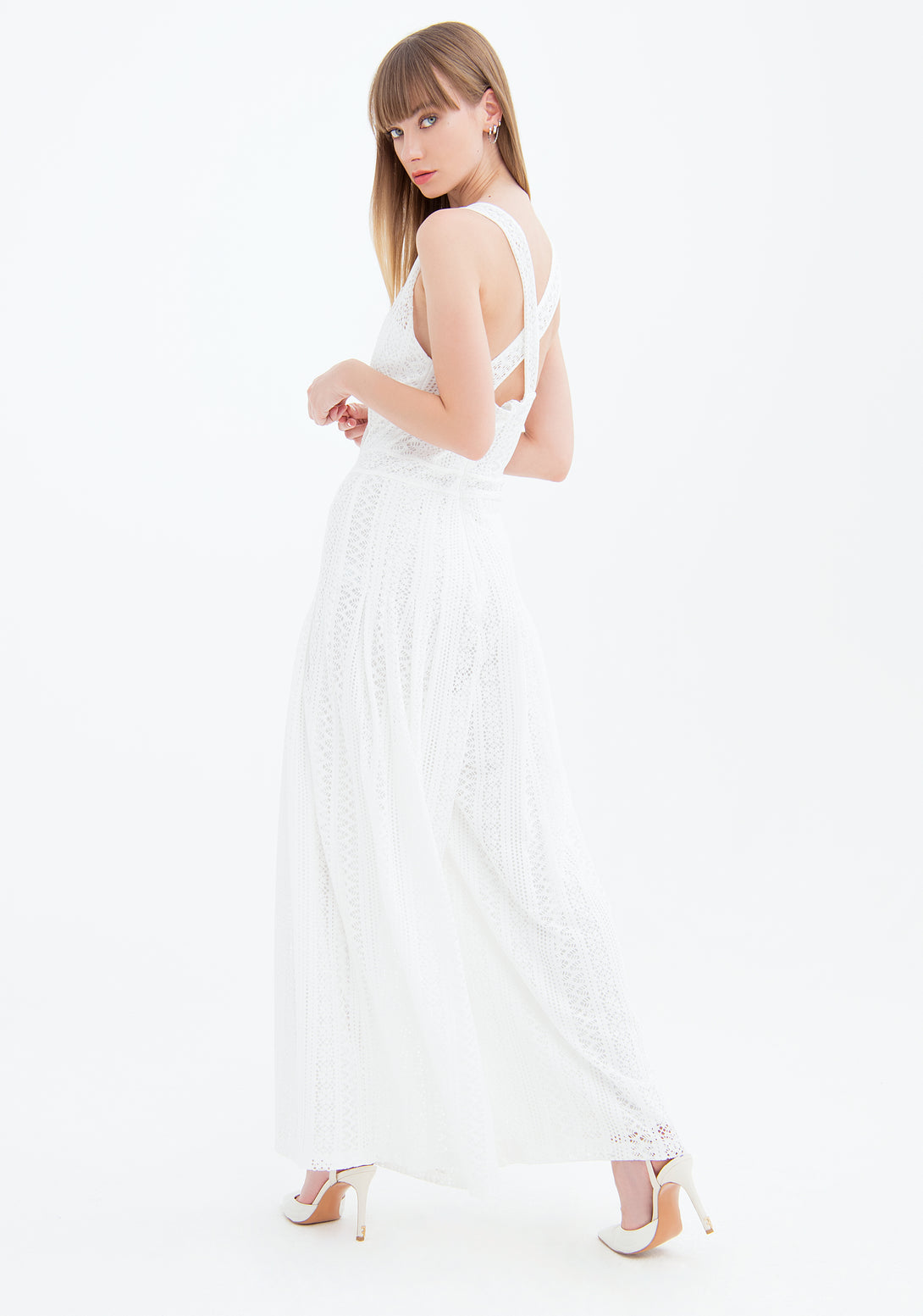 Long sleeveless dress made in lace Fracomina FS23SO2002W57301-278-3