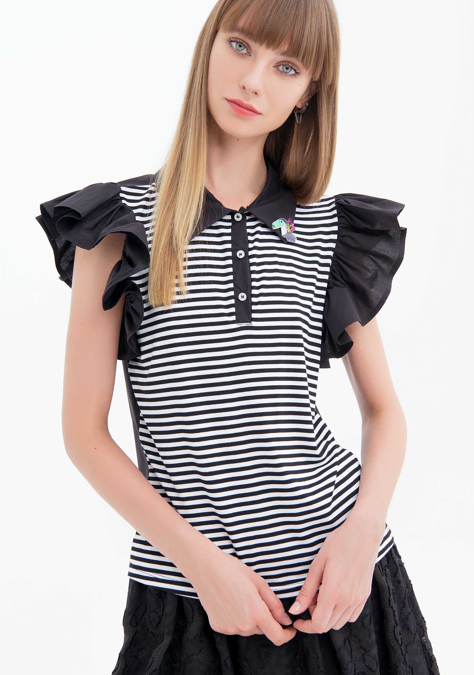 Top regular fit with stripes on the front Fracomina FS23ST3003J40101-060-1