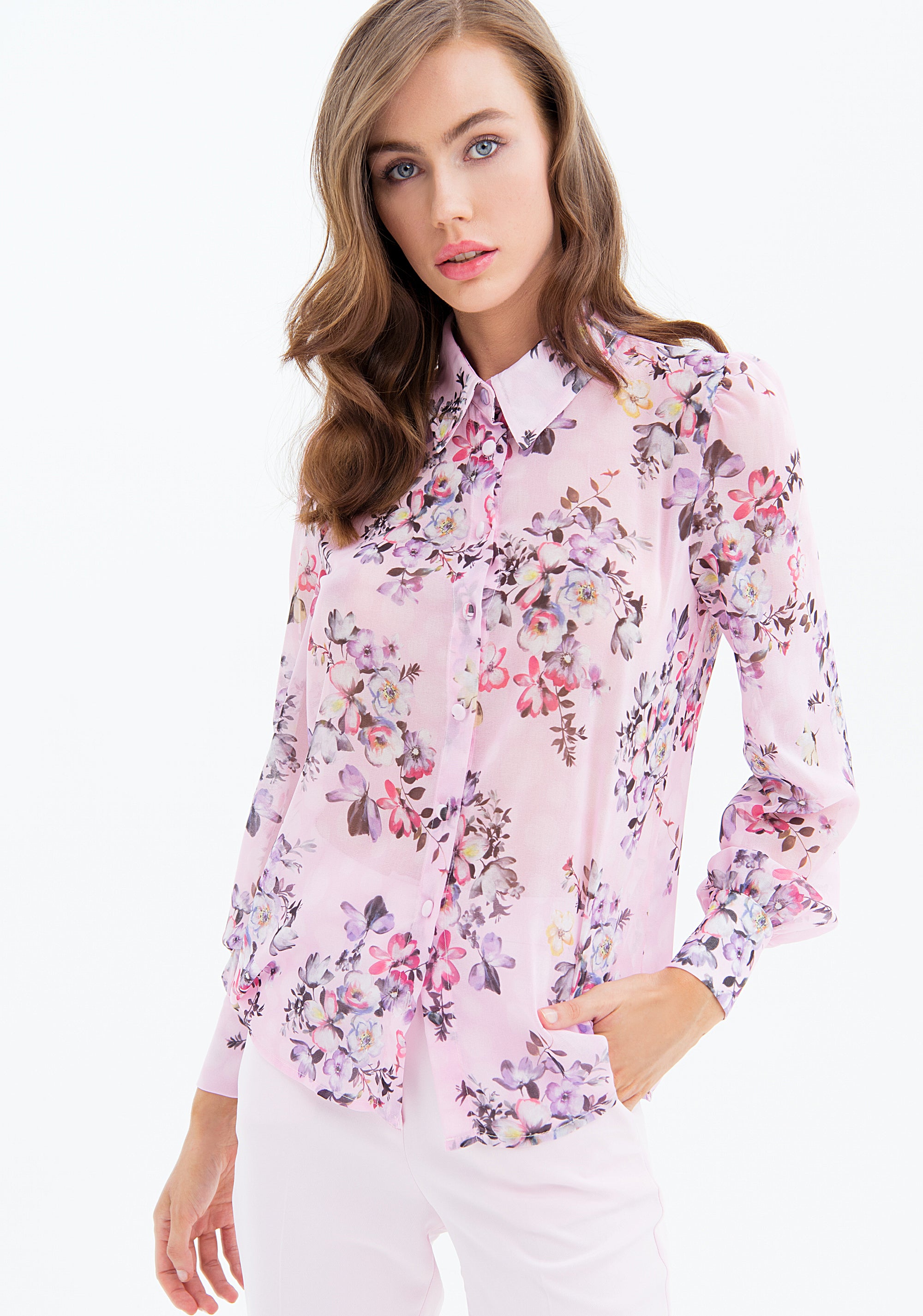 Shirt regular fit with flowery pattern Fracomina FS23ST6010W412N4-Q79-1