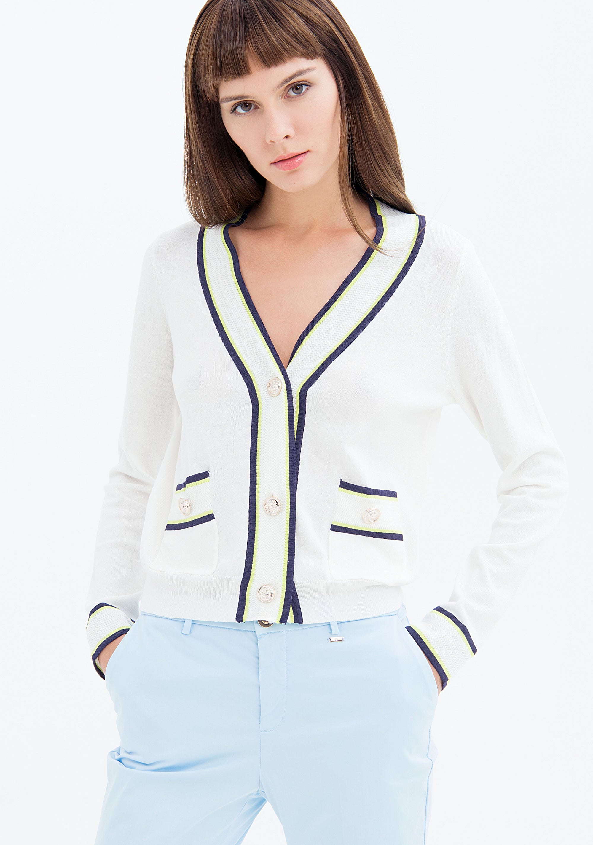 Cardigan regular fit with thin stripes Fracomina FS23ST8008K41601-278-1