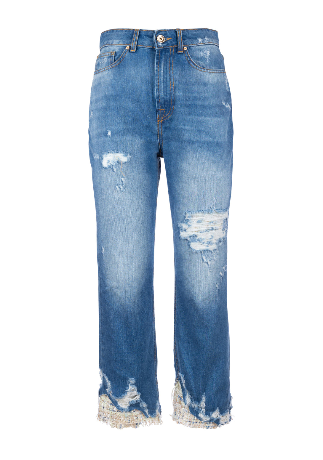 Jeans cropped made in denim with strong wash
